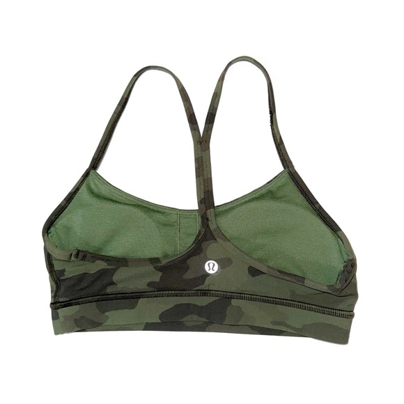 LULULEMON GREEN CAMO HERITAGE PRINT FLOW Y NULU BRA - Picture 2 of 6